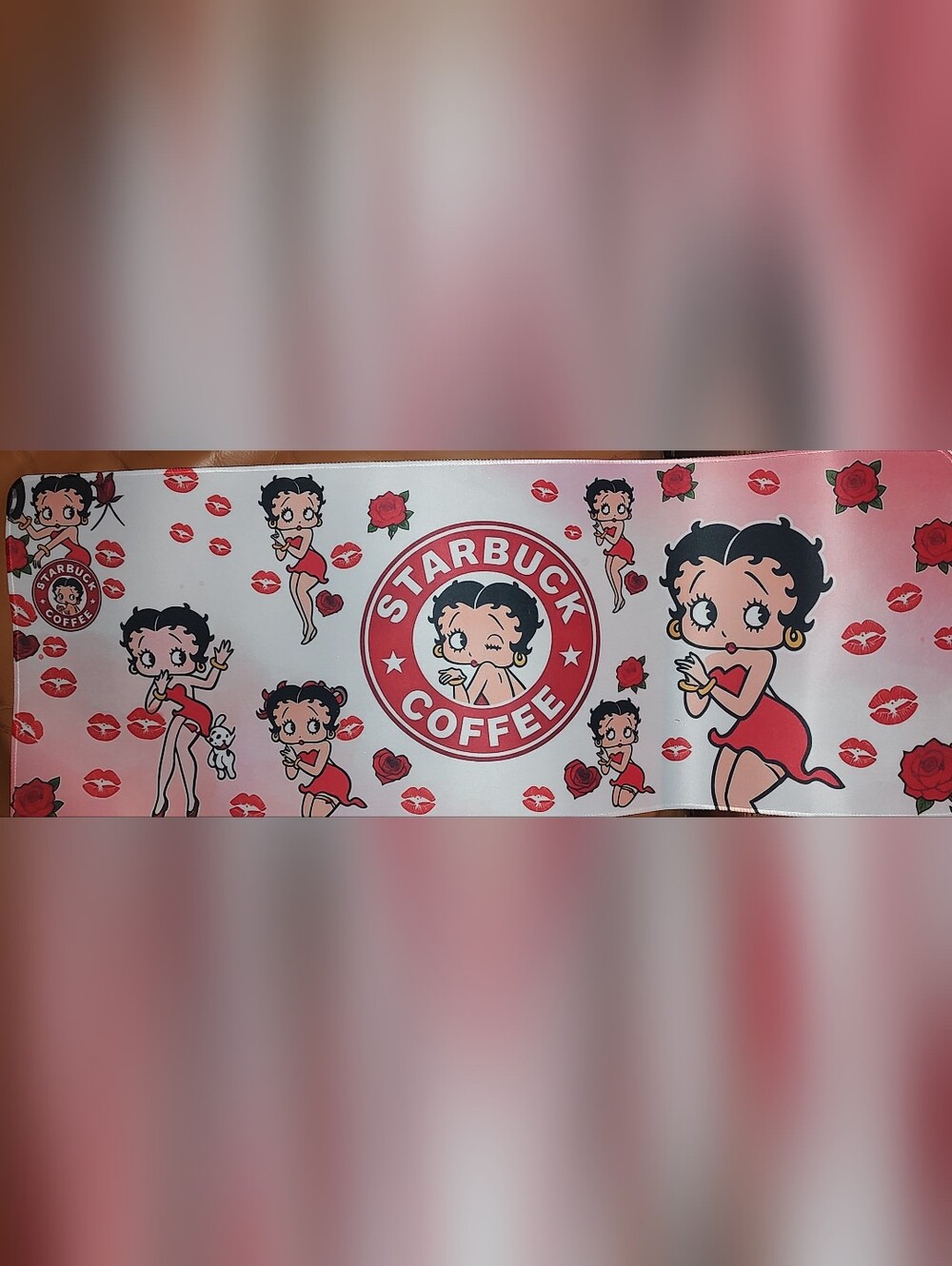 Starbucks Coffee Betty Boop Red Logo Sticker Desk Mat 12"X36"